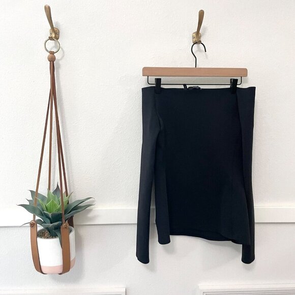 Theory Mod Knit Off-The-Shoulder Fitted Top Black Size M - Picture 6 of 6